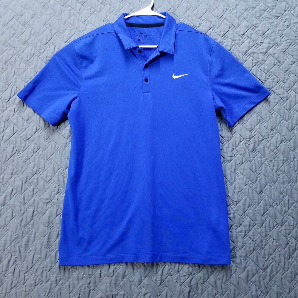 Nike DRI-FIT Polo Shirt Mens M Blue Golf Performance Short Sleeve Collared‎